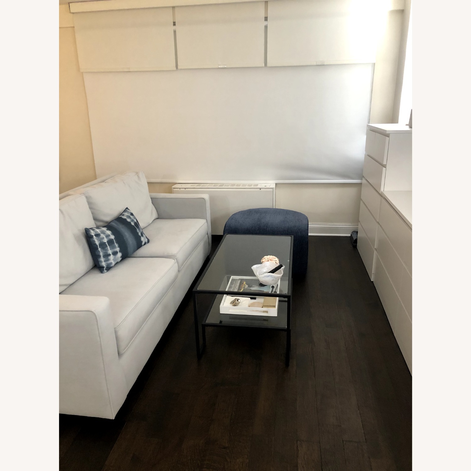 West Elm Henry Light Gray Velvet 3+ Seater Sofa - image-3