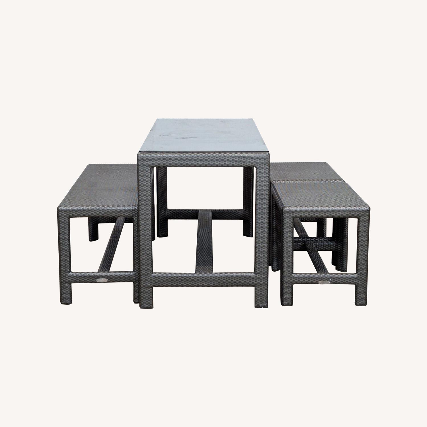 Dedon 4-Piece Outdoor Rattan Dining Table - image-0