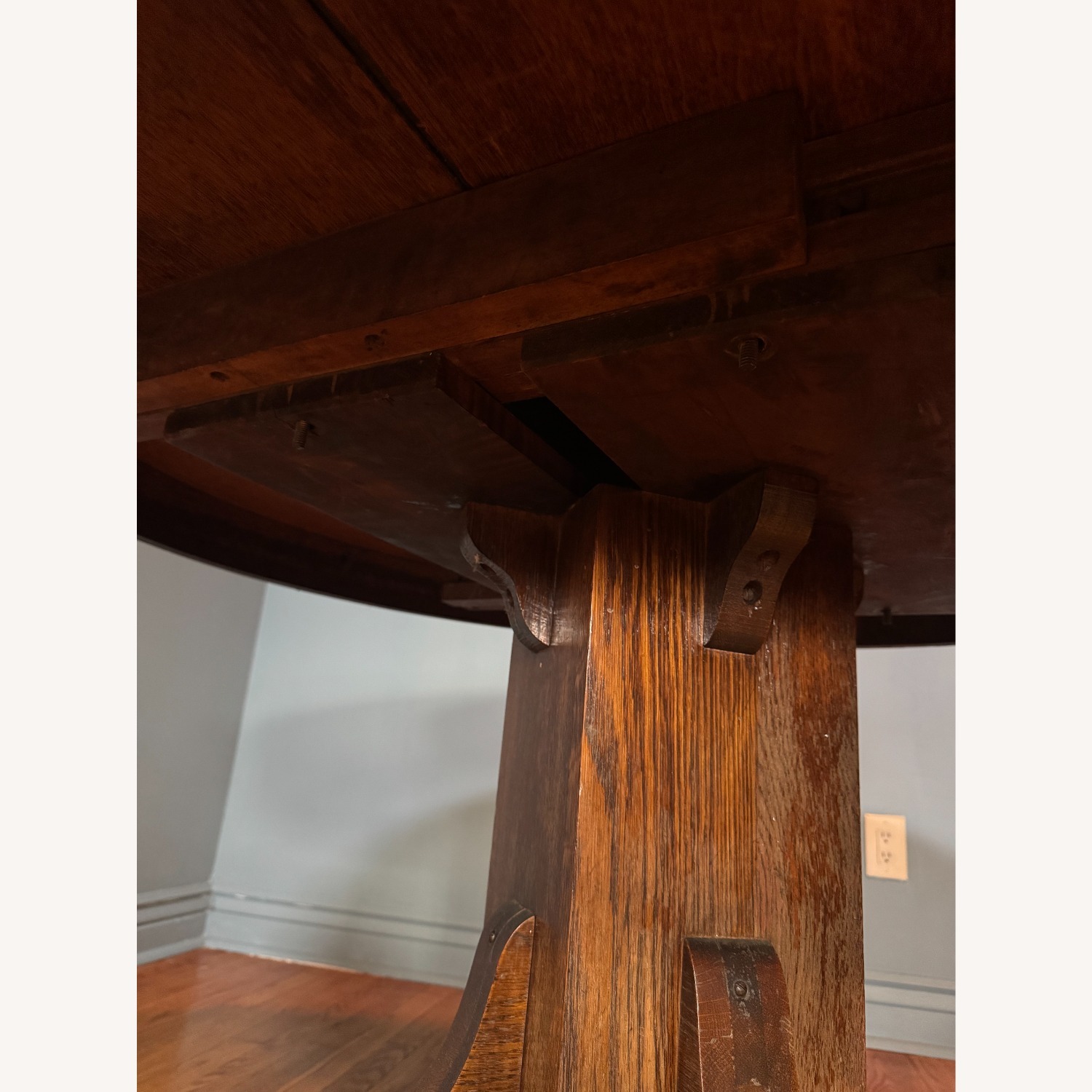 Antique Round Wood Dining Table - image-4