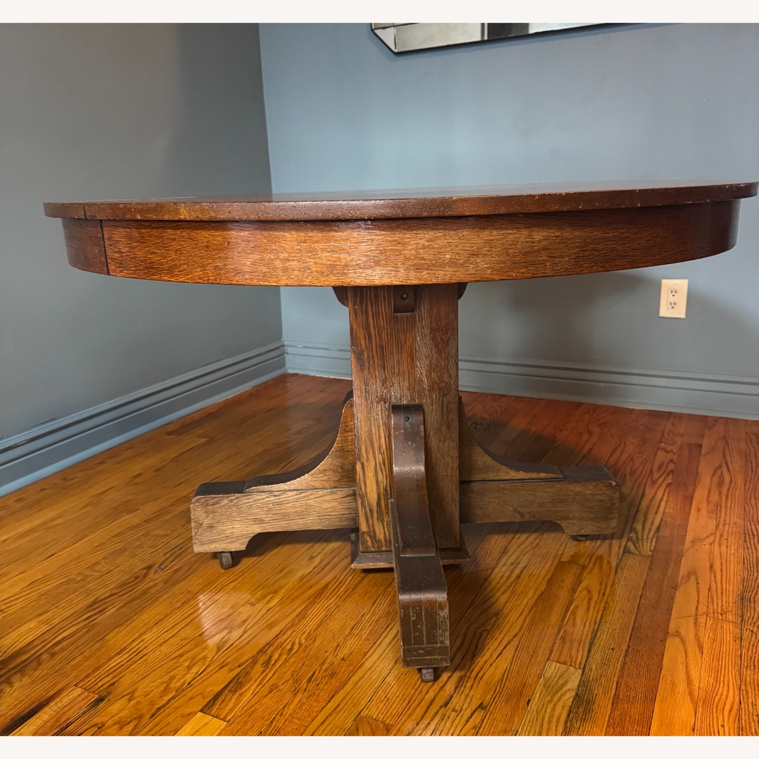 Antique Round Wood Dining Table - image-2