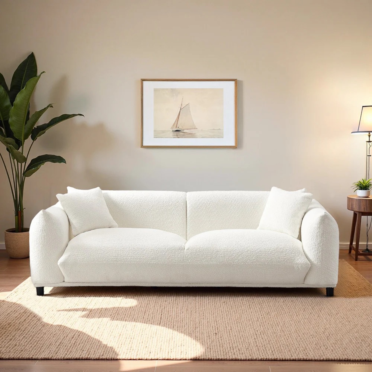 Walmart Modern French Boucle Couch in Cream - image-4