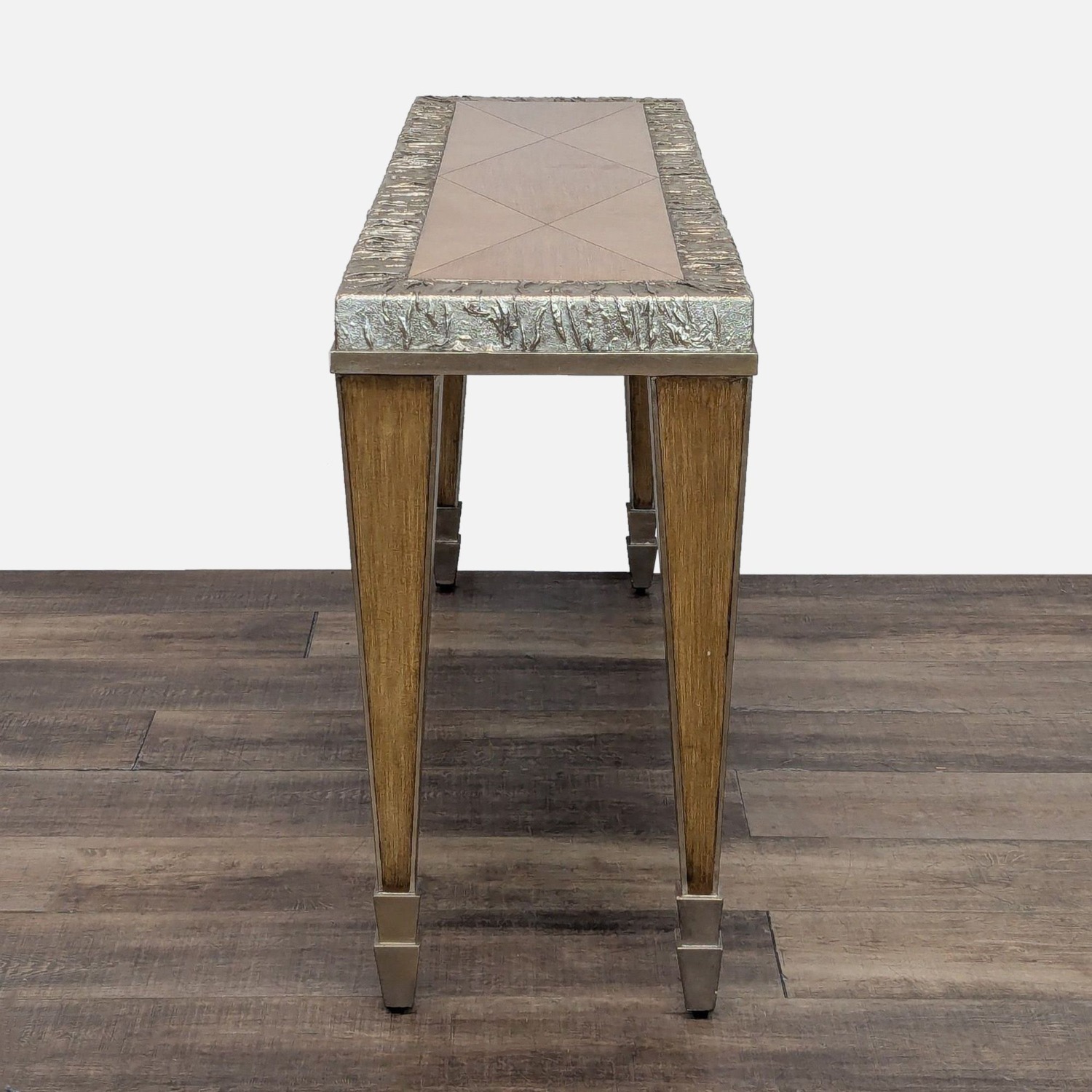 Wood Console Table with Metal Trim	 - image-3