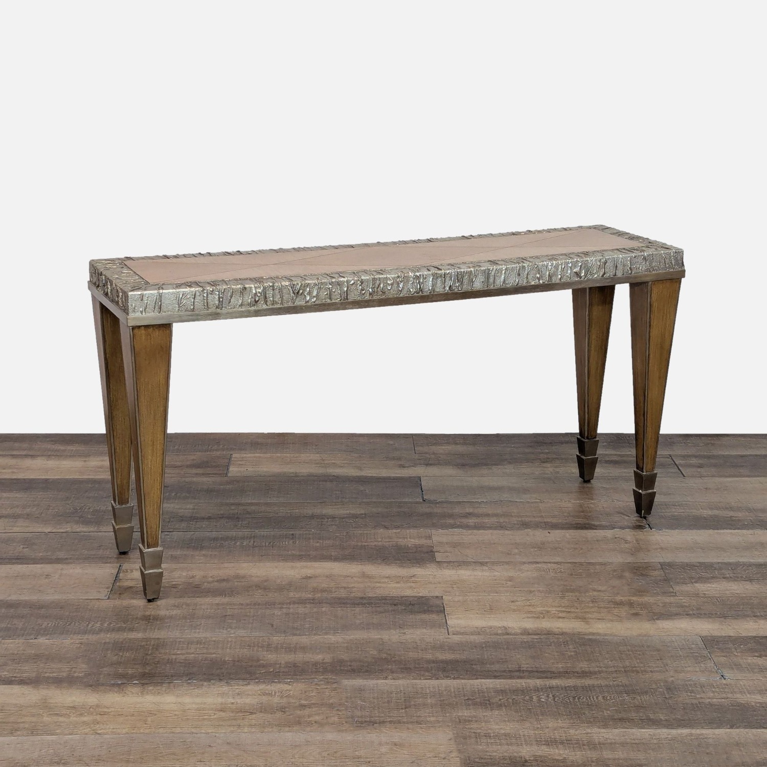 Wood Console Table with Metal Trim	 - image-2
