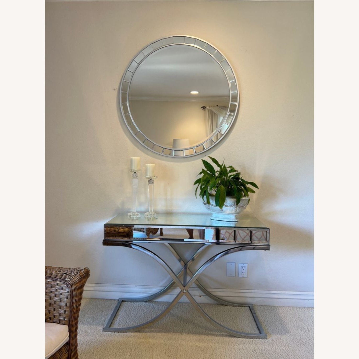 Mirrored Console Table on Chrome Finished Base	 - image-5