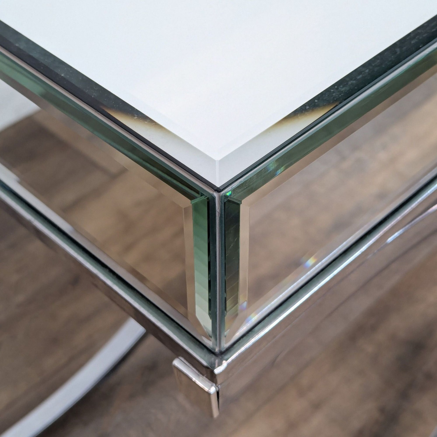 Mirrored Console Table on Chrome Finished Base	 - image-6