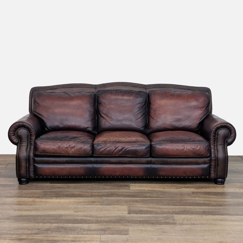 Used Classic Custom Brown Leather 3-Seat Sofa  for sale on AptDeco