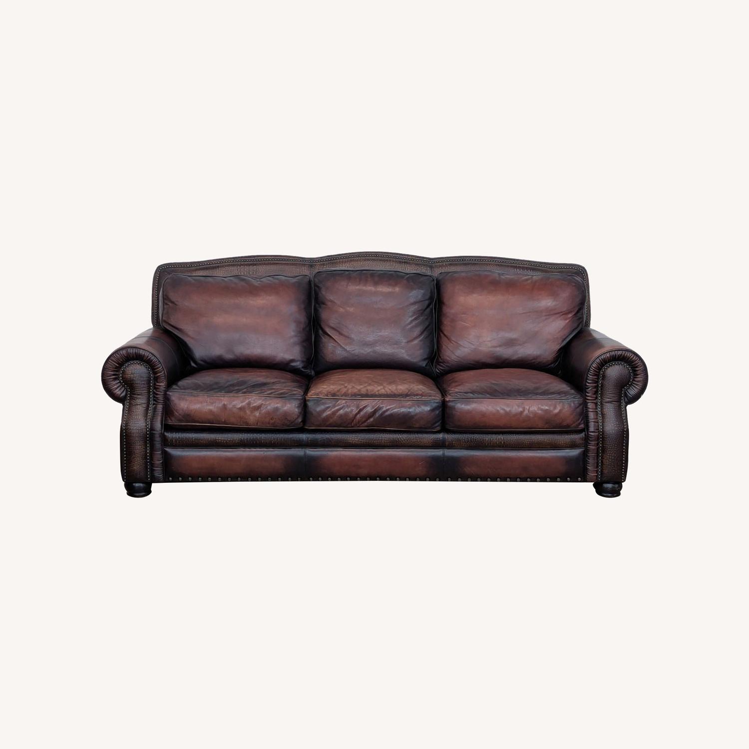 Classic Custom Brown Leather 3-Seat Sofa - image-0