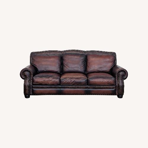 Used Classic Custom Brown Leather 3-Seat Sofa  for sale on AptDeco