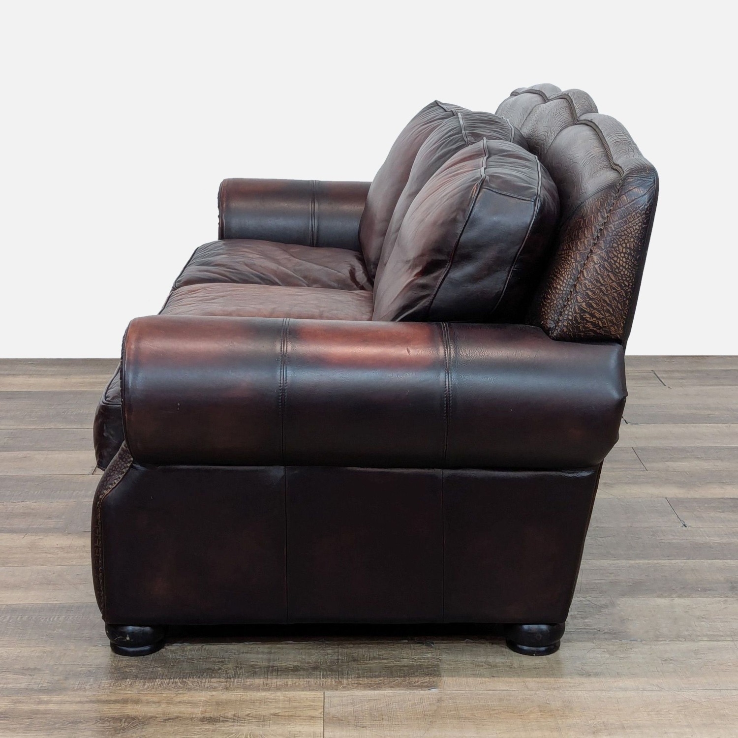 Classic Custom Brown Leather 3-Seat Sofa - image-5