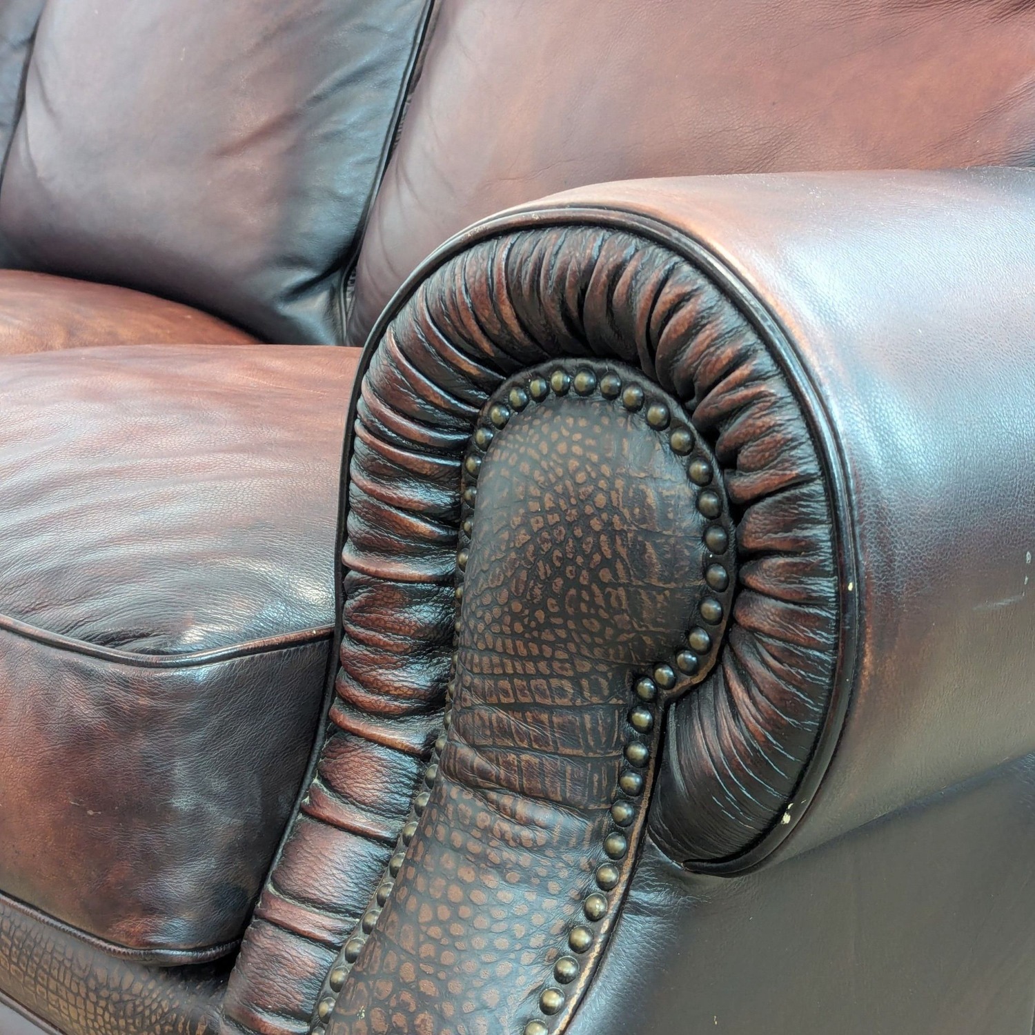 Classic Custom Brown Leather 3-Seat Sofa - image-7