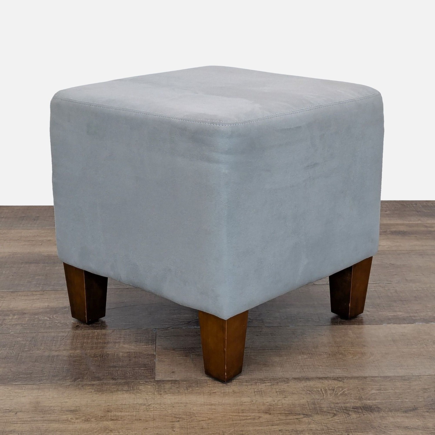 Light Gray Fabric Ottoman - image-4