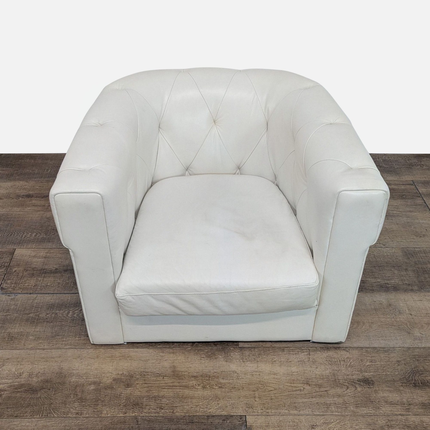 West Elm Modern Tufted Leather Lounge Chair - image-2
