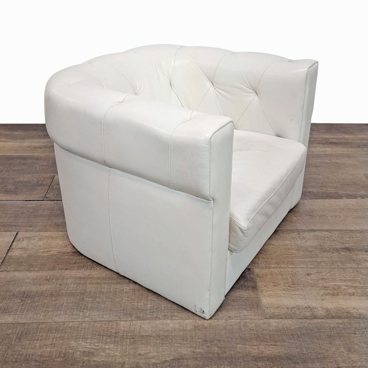 West Elm Modern Tufted Leather Lounge Chair - image-3