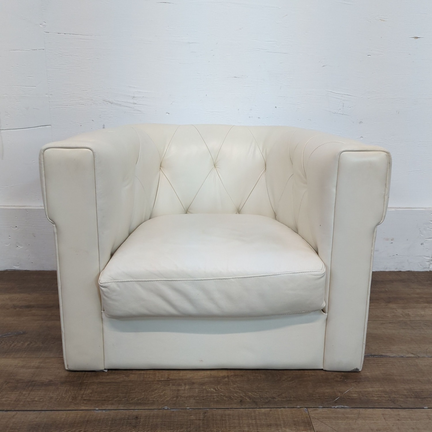 West Elm Modern Tufted Leather Lounge Chair - image-10