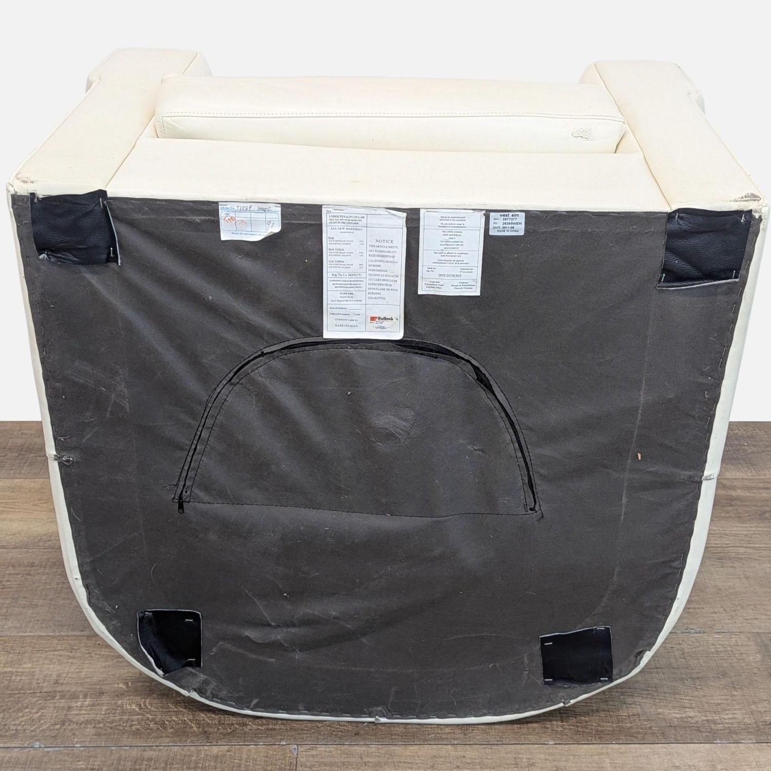 West Elm Modern Tufted Leather Lounge Chair - image-9