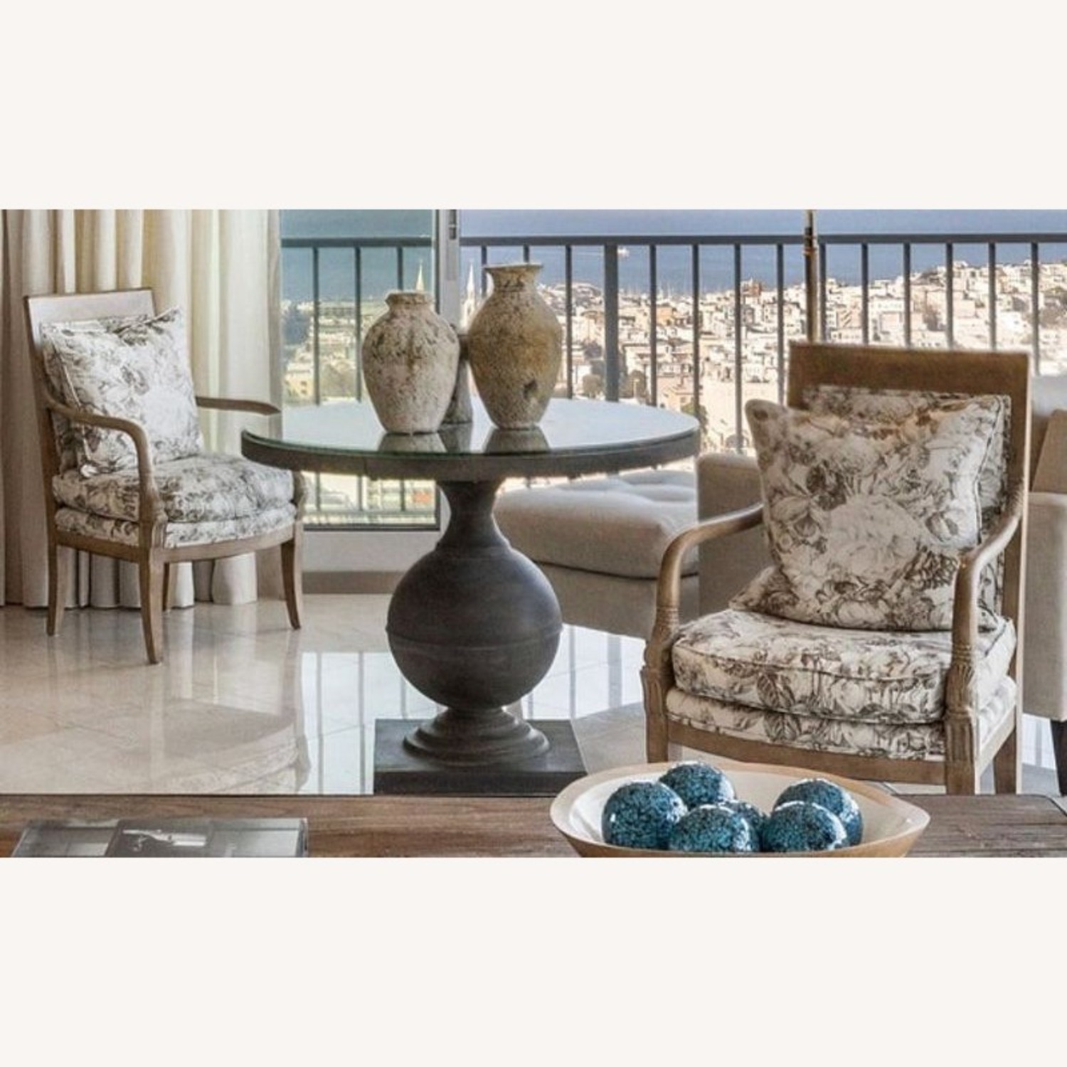 Vintage Style Accent Chair with Floral Cushions	 - image-1