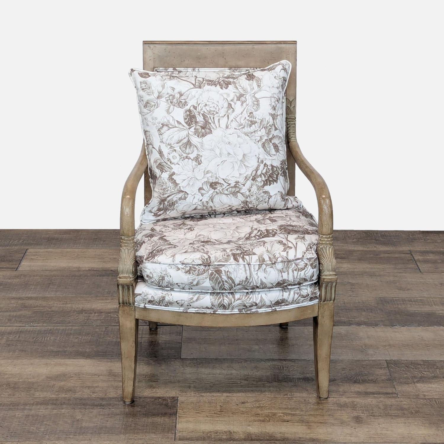 Vintage Style Accent Chair with Floral Cushions	 - image-2