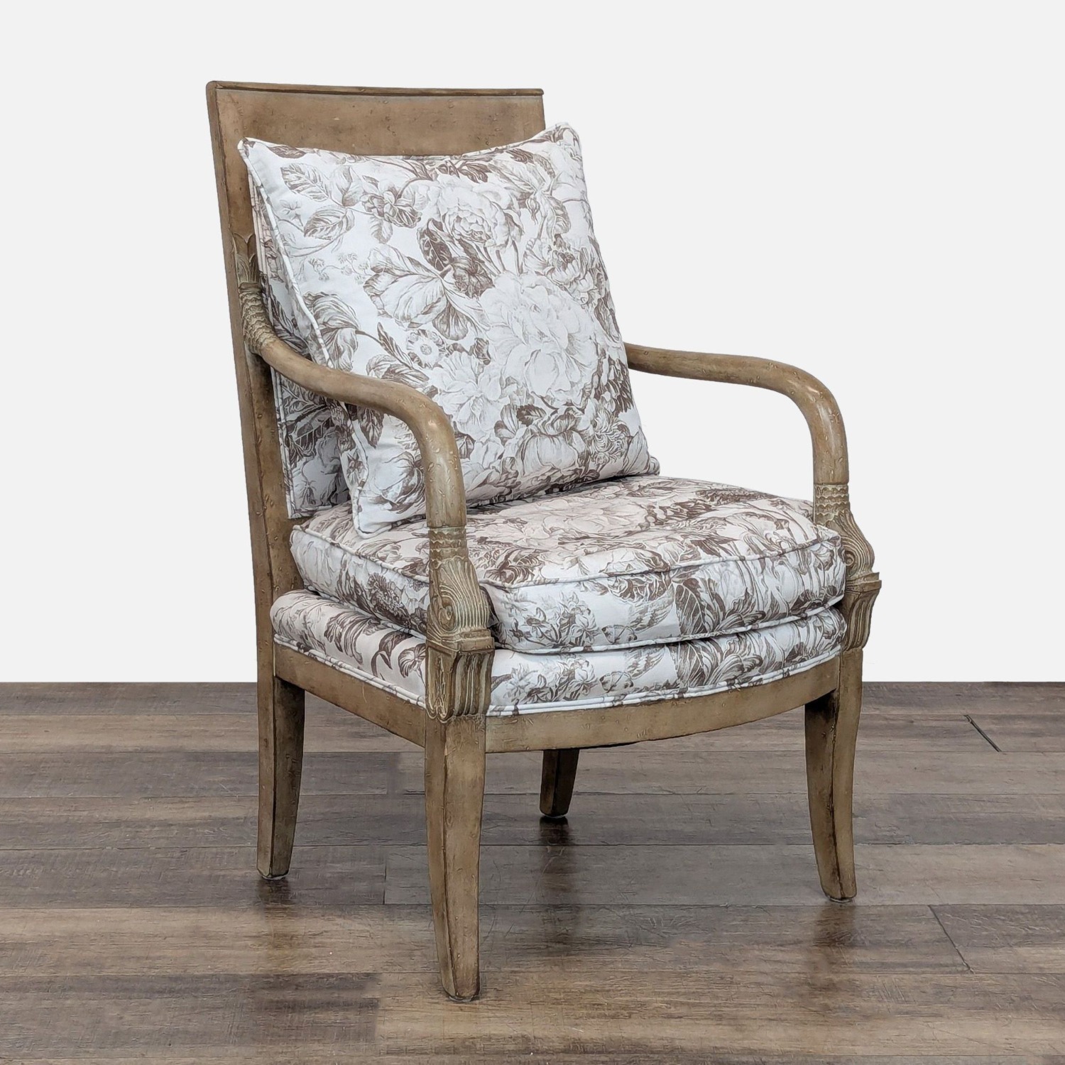 Vintage Style Accent Chair with Floral Cushions	 - image-3