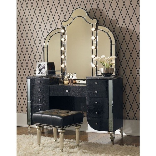 Used Michael Amini Furniture Designs Black Armoire for sale on AptDeco