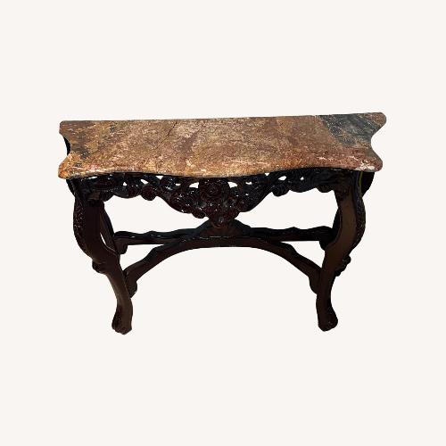 Used Antique Dark Brown Marble Side Table for sale on AptDeco