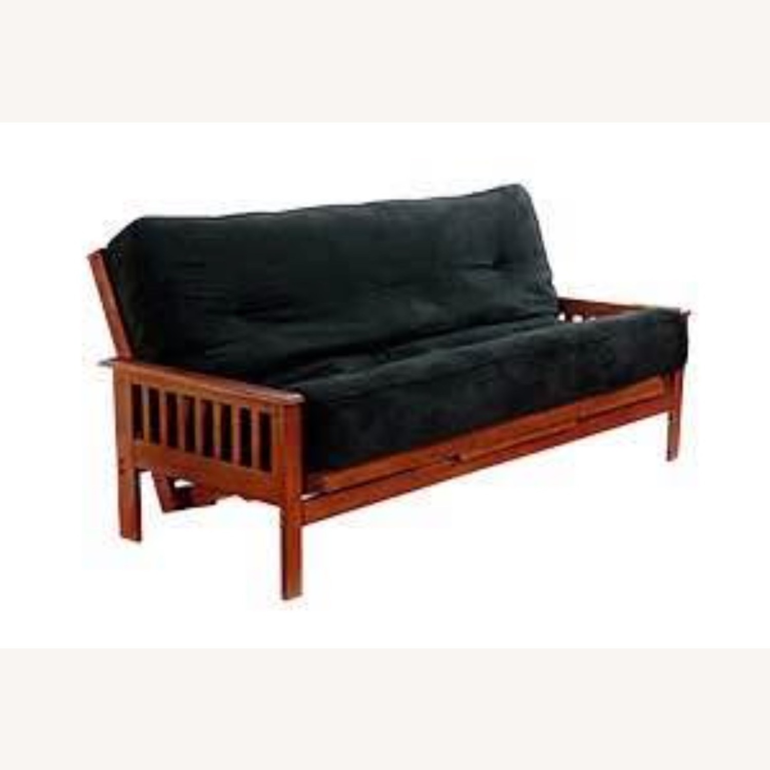 Cherry Oak Wood Mr. Futon Sofa Sleeper - image-2