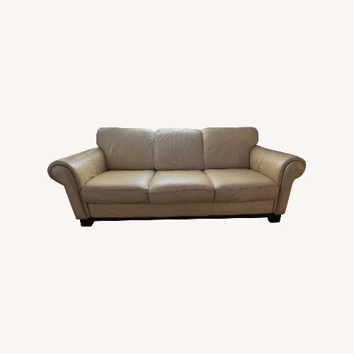 Used Macy's Beige Leather Sofa  for sale on AptDeco