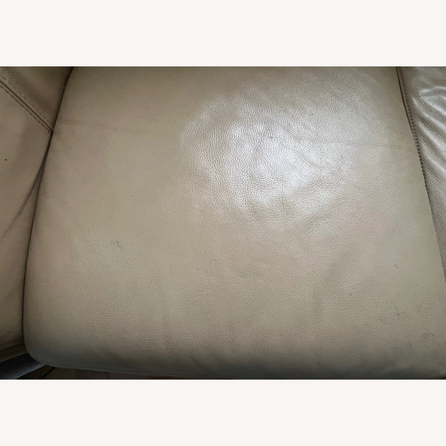 Macy's Beige Leather Sofa  - image-1