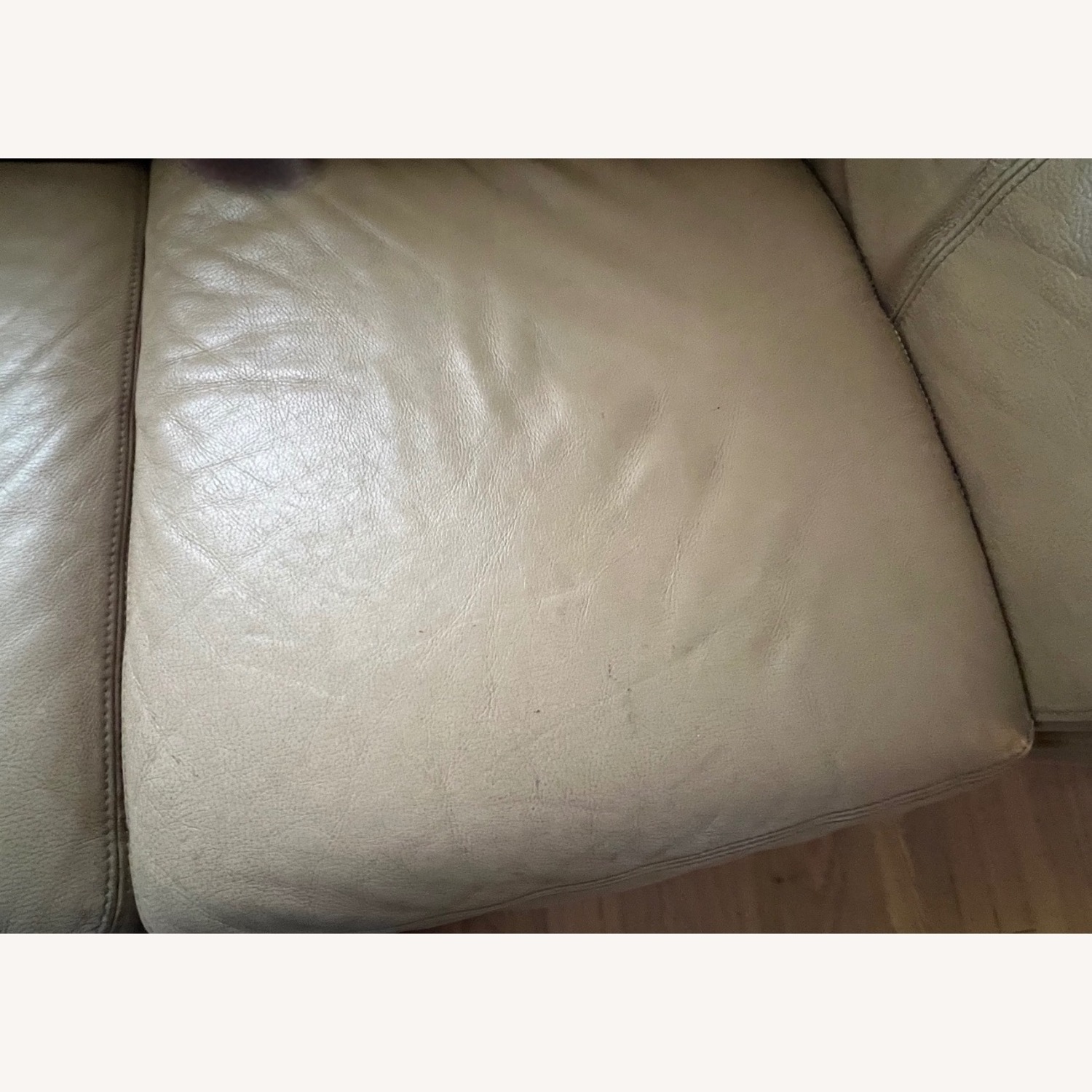 Macy's Beige Leather Sofa  - image-4