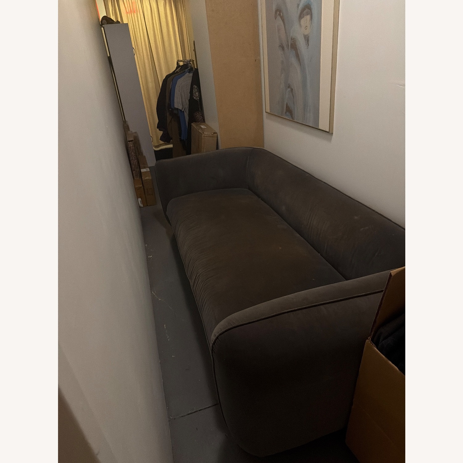 CB2 Grey Velvet 3 Seater Sectional - image-7