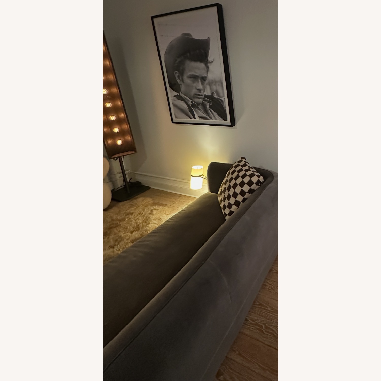 CB2 Grey Velvet 3 Seater Sectional - image-4