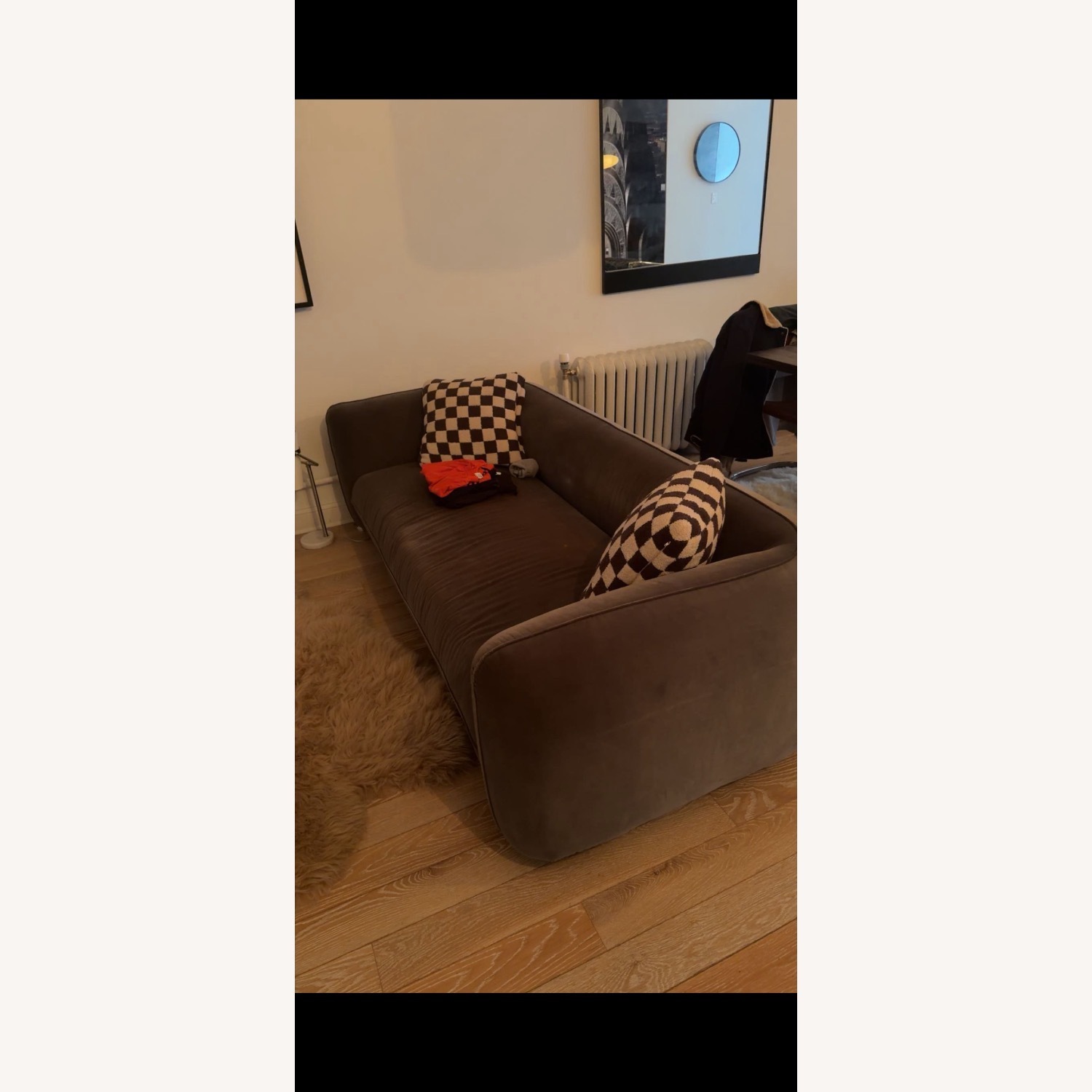 CB2 Grey Velvet 3 Seater Sectional - image-1