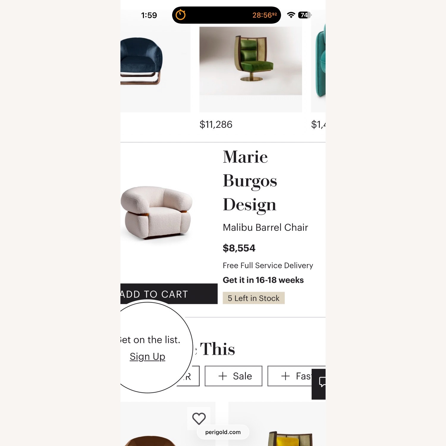 Perigold White Boucle Armchair - image-1