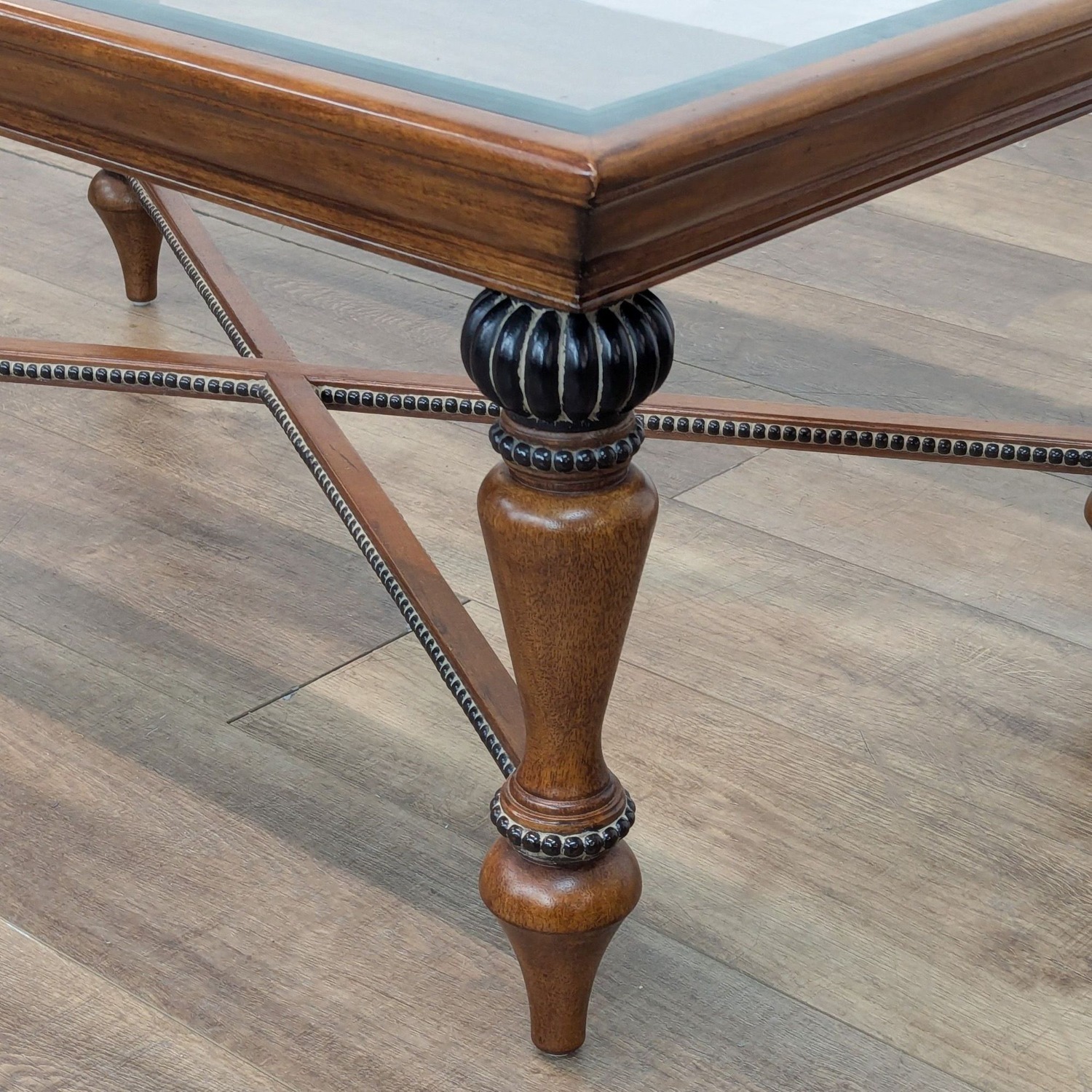 Macy's Glass Top Coffee Table with Bead Trim - image-8