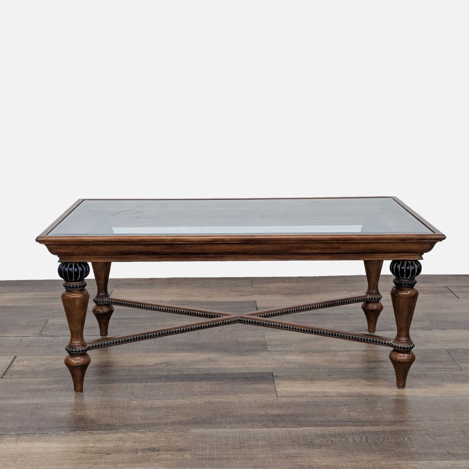 Macy's Glass Top Coffee Table with Bead Trim - image-2