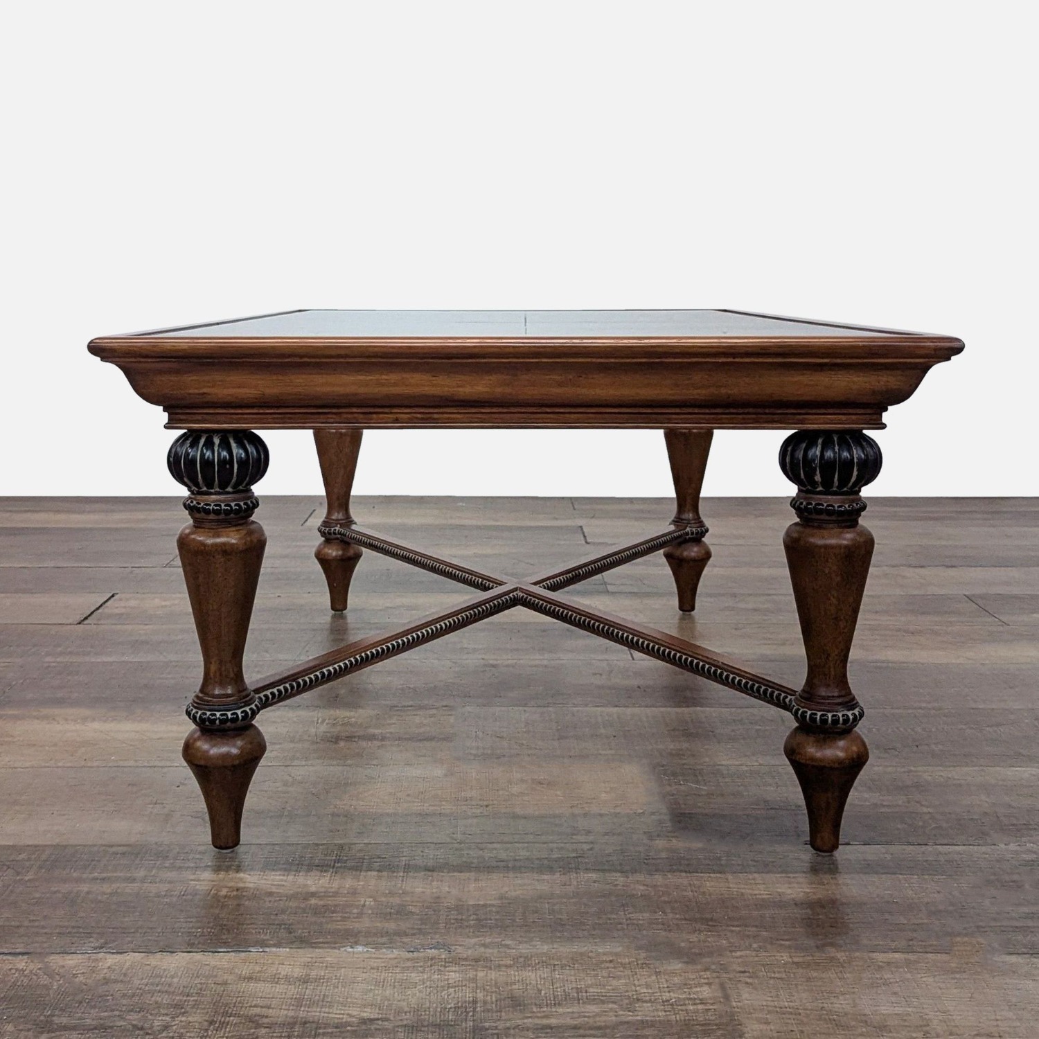 Macy's Glass Top Coffee Table with Bead Trim - image-5