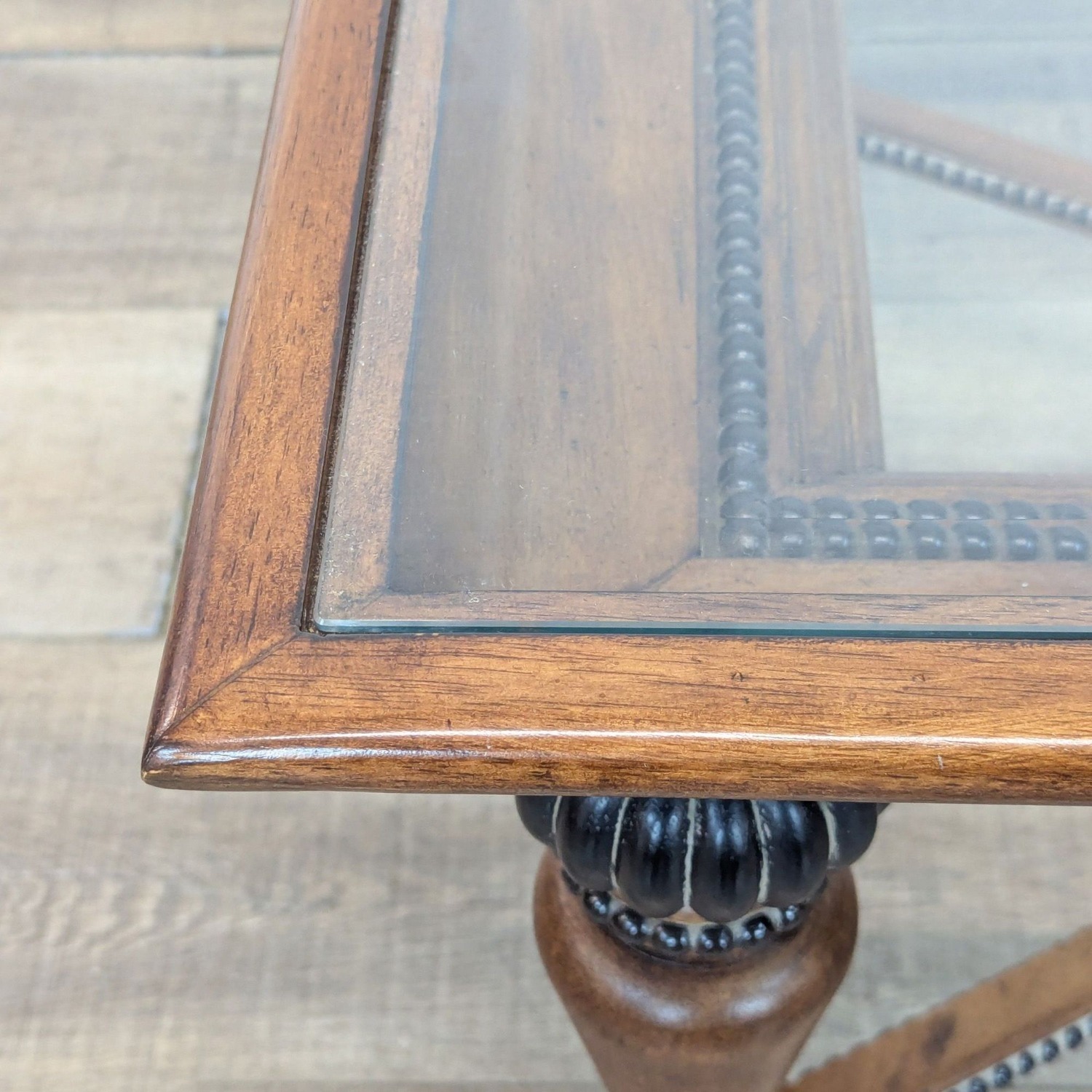 Macy's Glass Top Coffee Table with Bead Trim - image-7