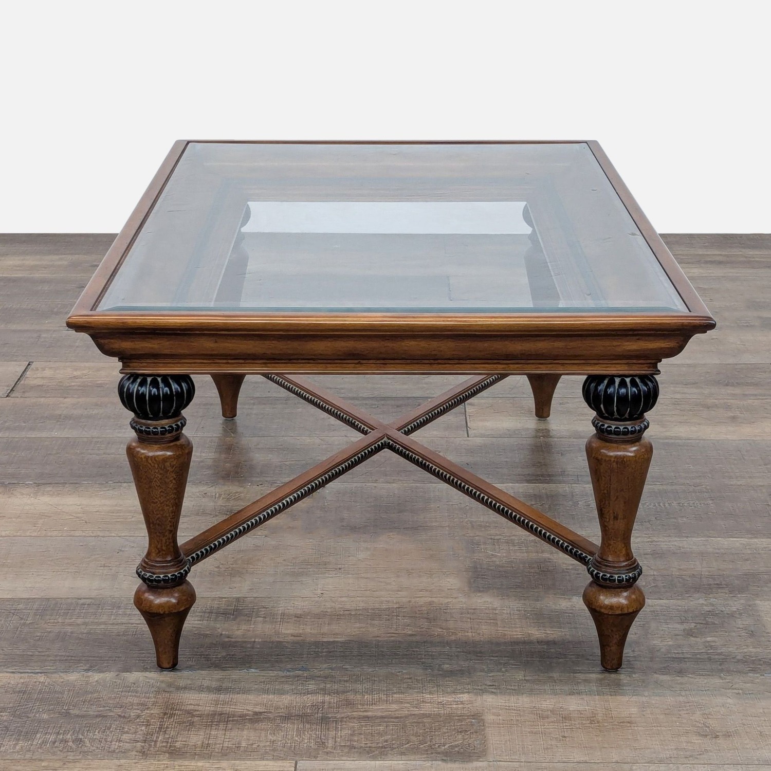 Macy's Glass Top Coffee Table with Bead Trim - image-3