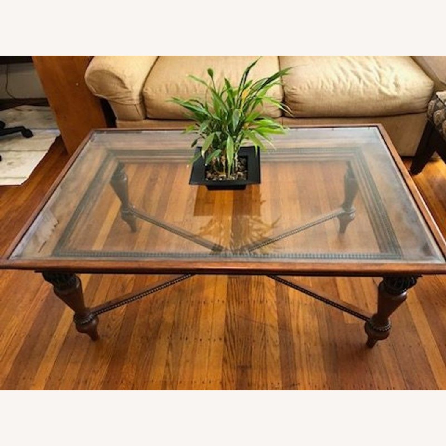 Macy's Glass Top Coffee Table with Bead Trim - image-9