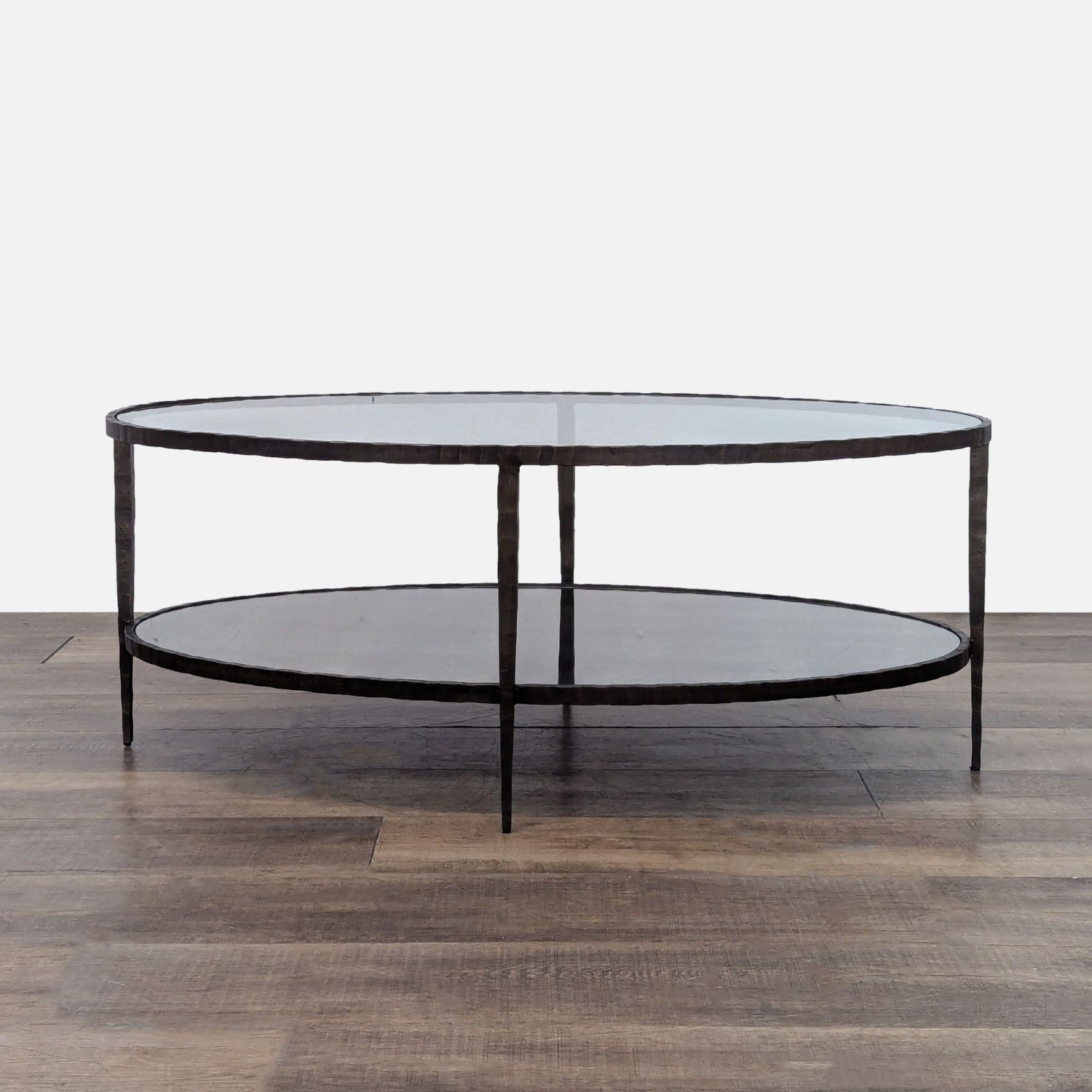 Glass and Metal Coffee Table with Mirror Shelf	 - image-4