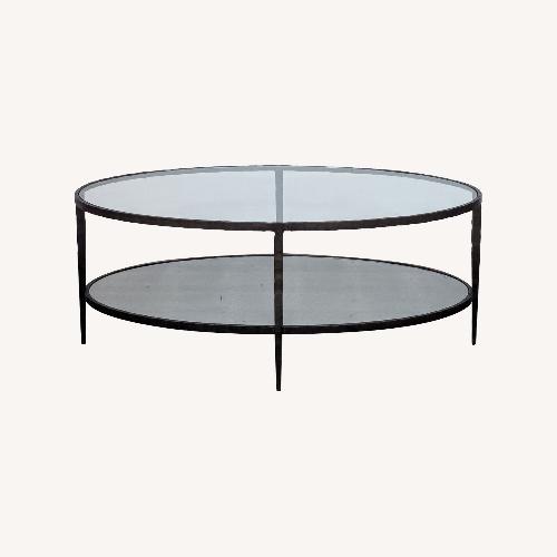 Used Glass and Metal Coffee Table with Mirror Shelf	 for sale on AptDeco