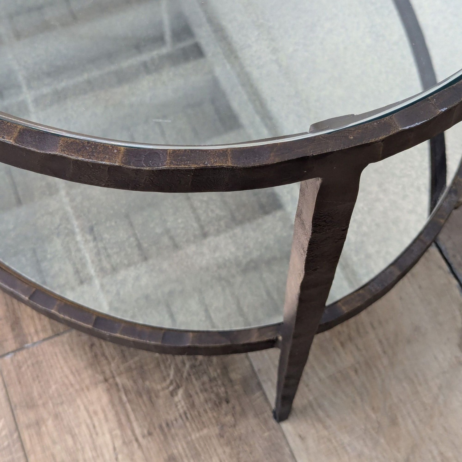 Glass and Metal Coffee Table with Mirror Shelf	 - image-5