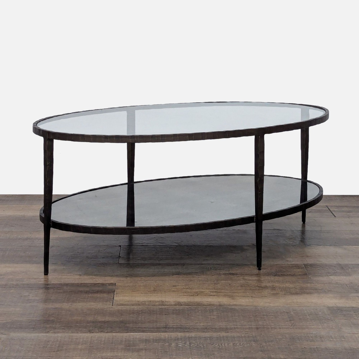 Glass and Metal Coffee Table with Mirror Shelf	 - image-2
