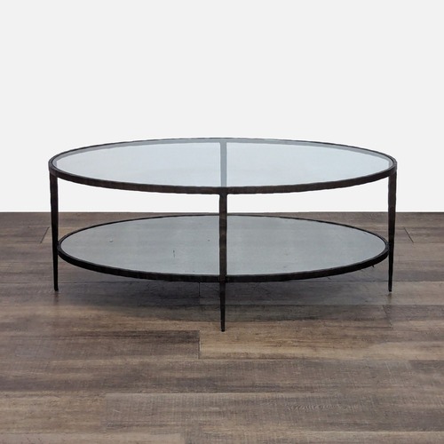 Used Glass and Metal Coffee Table with Mirror Shelf	 for sale on AptDeco