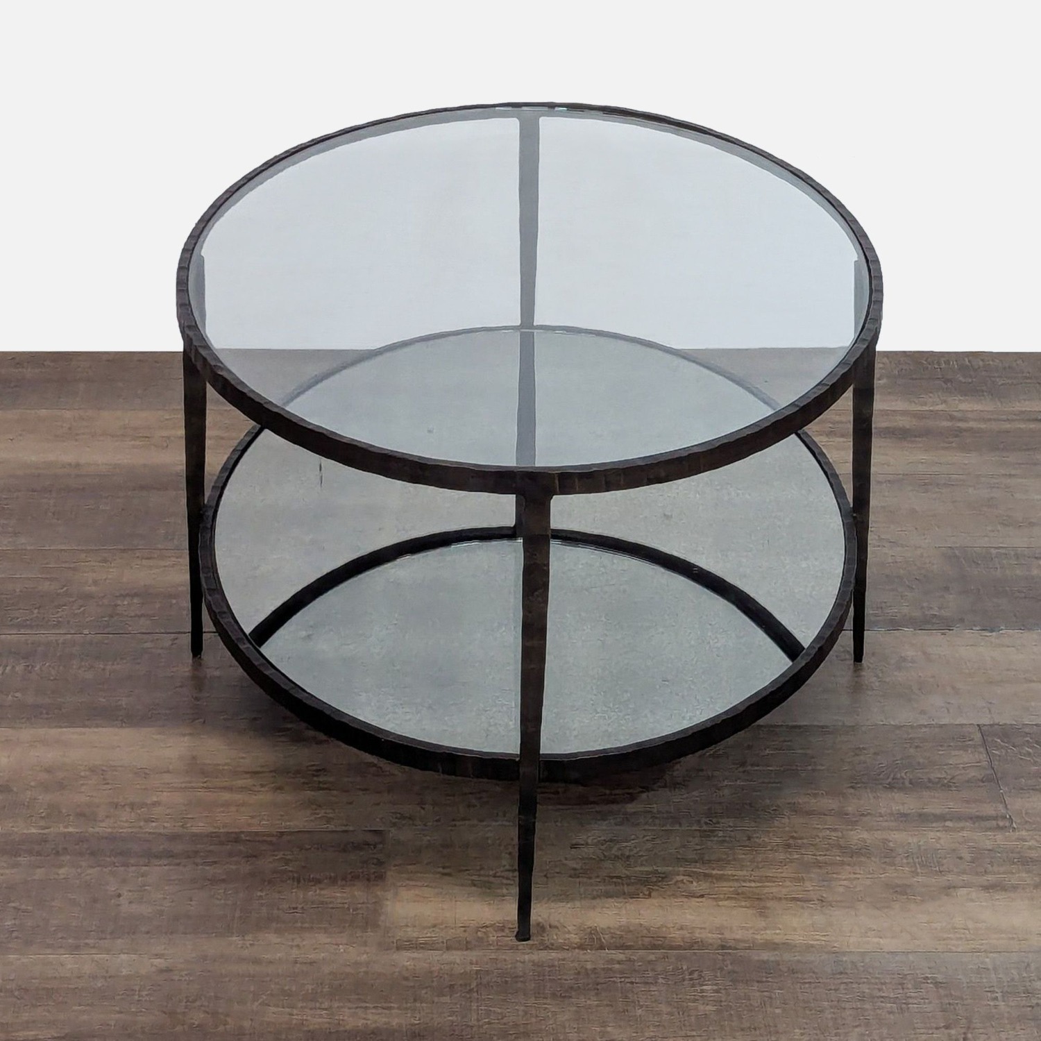 Glass and Metal Coffee Table with Mirror Shelf	 - image-3