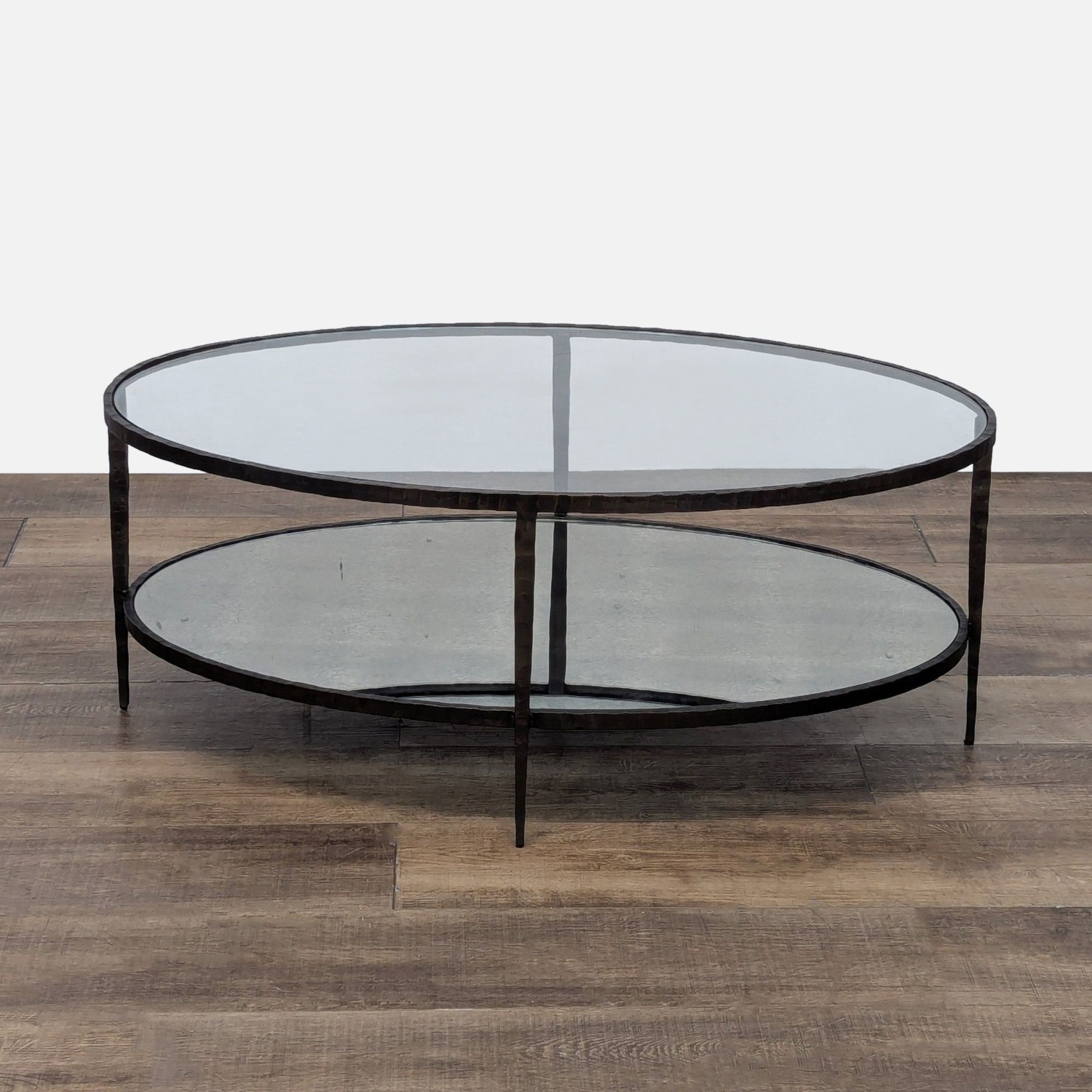 Glass and Metal Coffee Table with Mirror Shelf	 - image-6