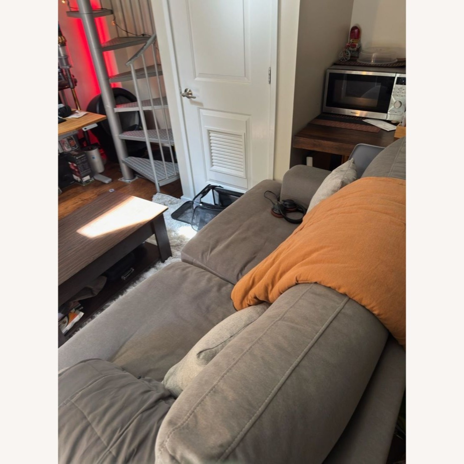 Contemporary Loveseat with Track Arms	 - image-2