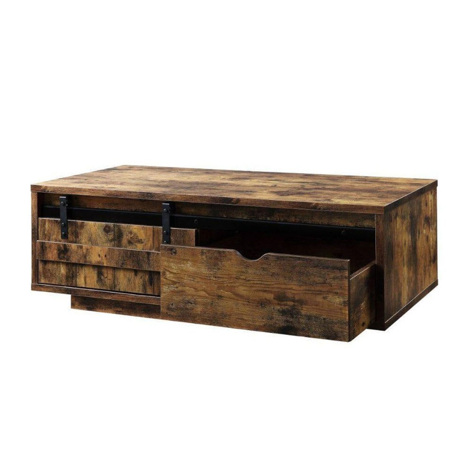 Chickanaw Rustic Oak Coffee Table with Sliding - image-1
