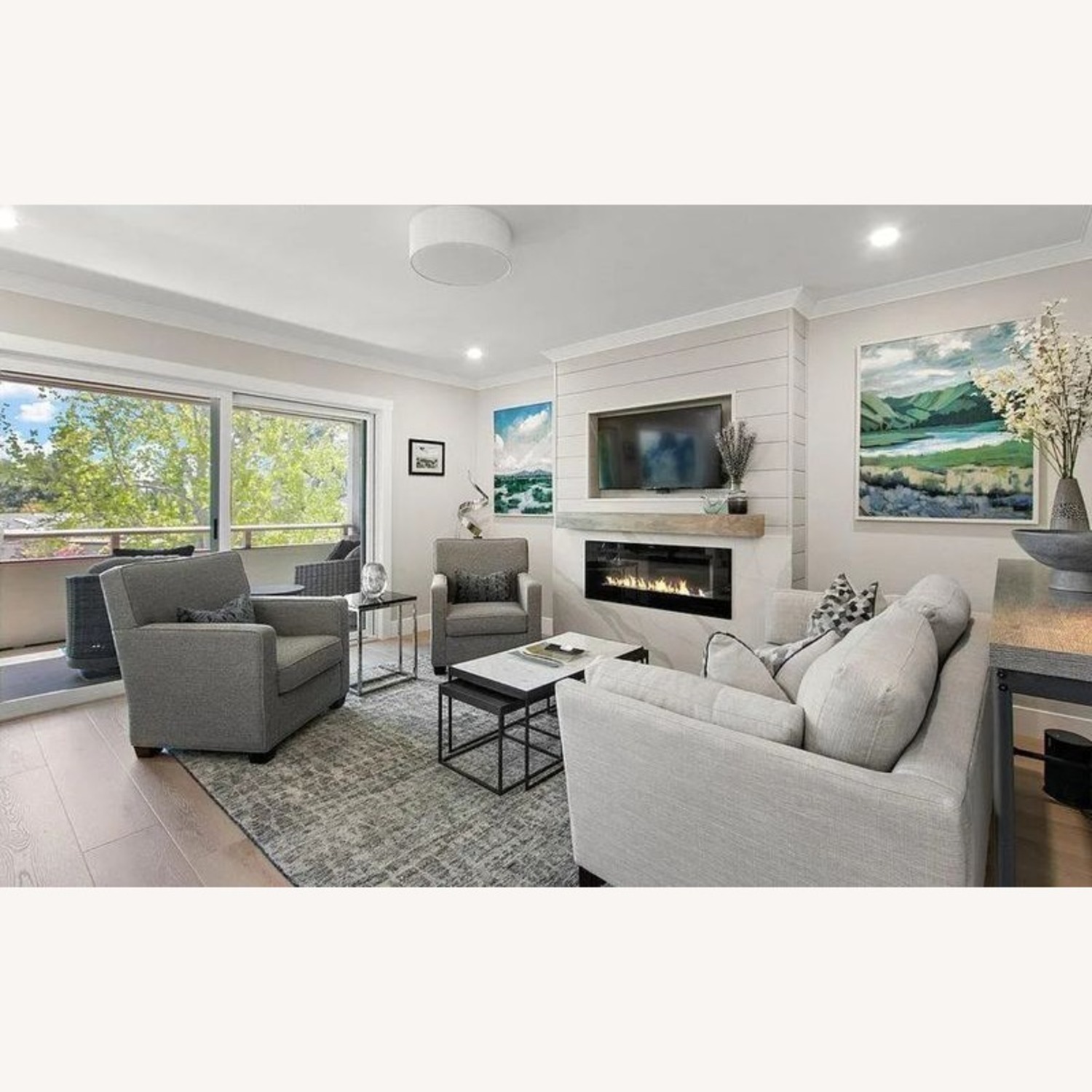 Custom Made Modern Gray Fabric Lounge Chair - image-9