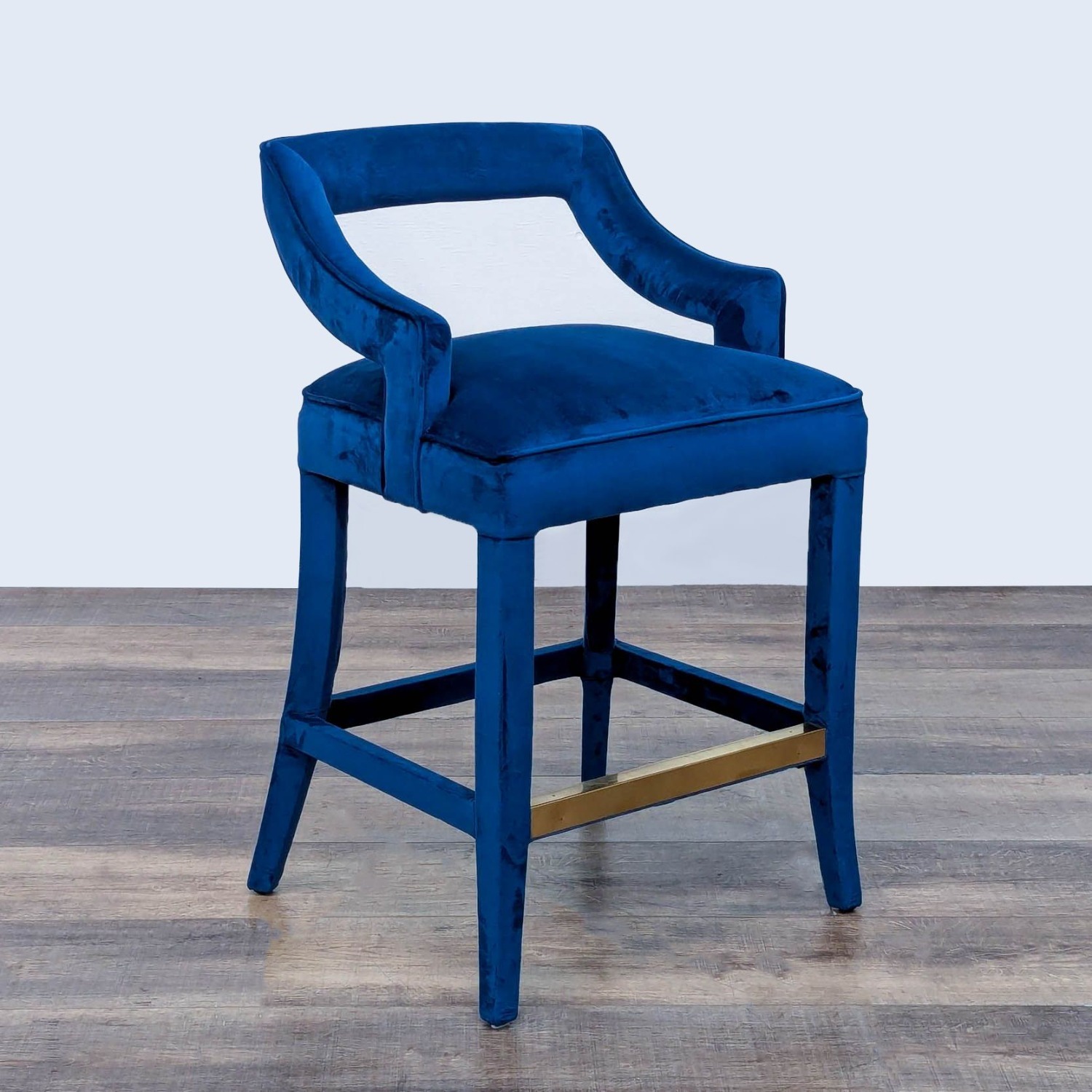 Velvet Covered Counter Stool - image-1