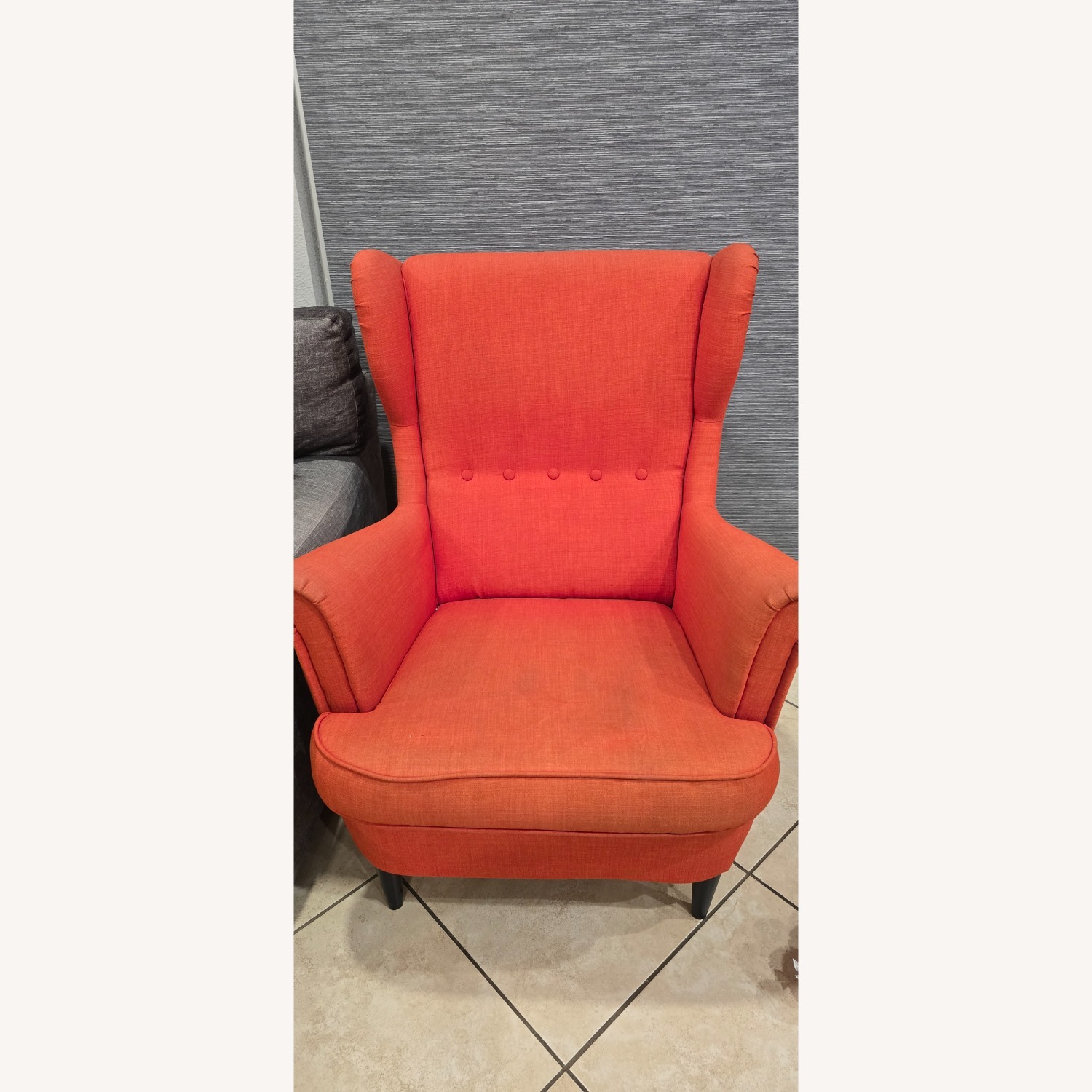 IKEA STRANDMON Orange Fabric Armchair - image-1